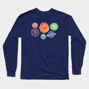 Watercolor Space Illustration Long Sleeve T-Shirt